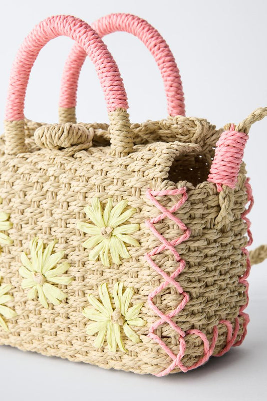 RAFFIA EFFECT FLOWER BAG