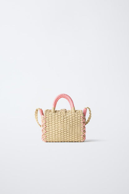 RAFFIA EFFECT FLOWER BAG