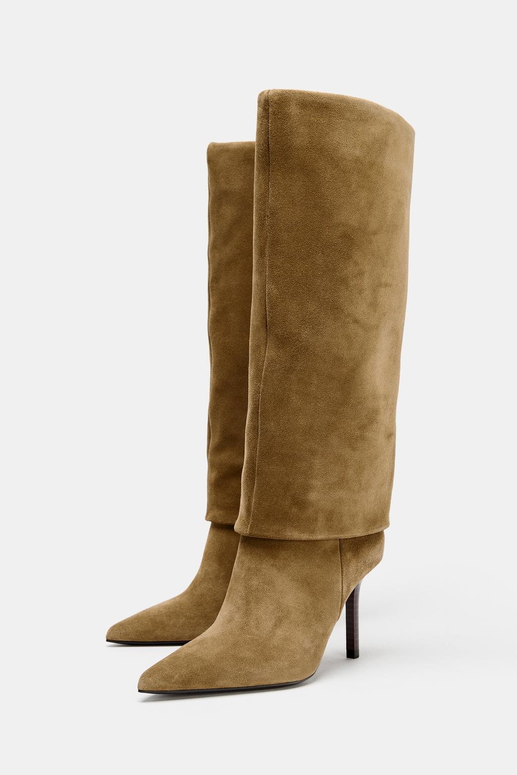 SPLIT SUEDE HEELED BOOTS