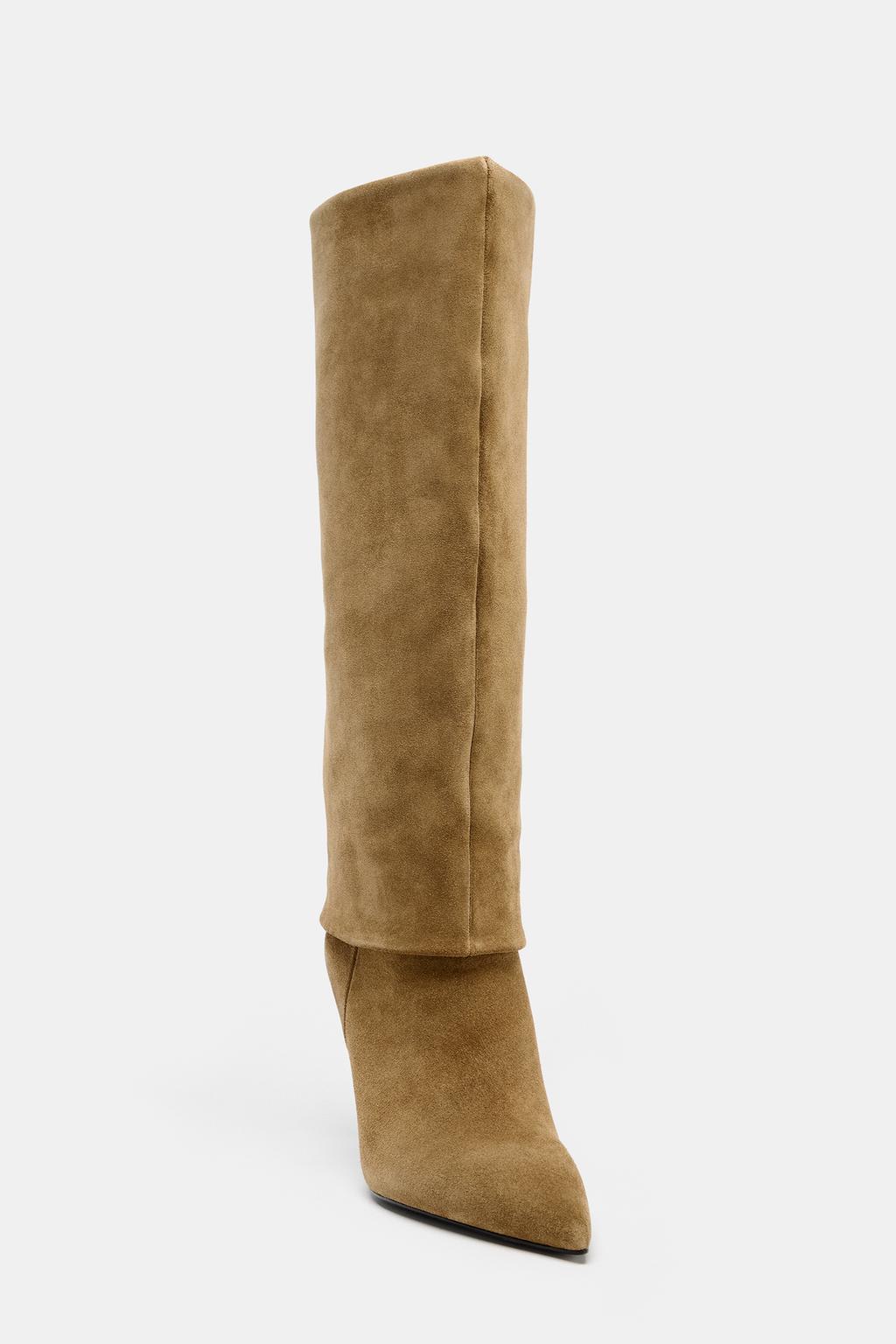 SPLIT SUEDE HEELED BOOTS
