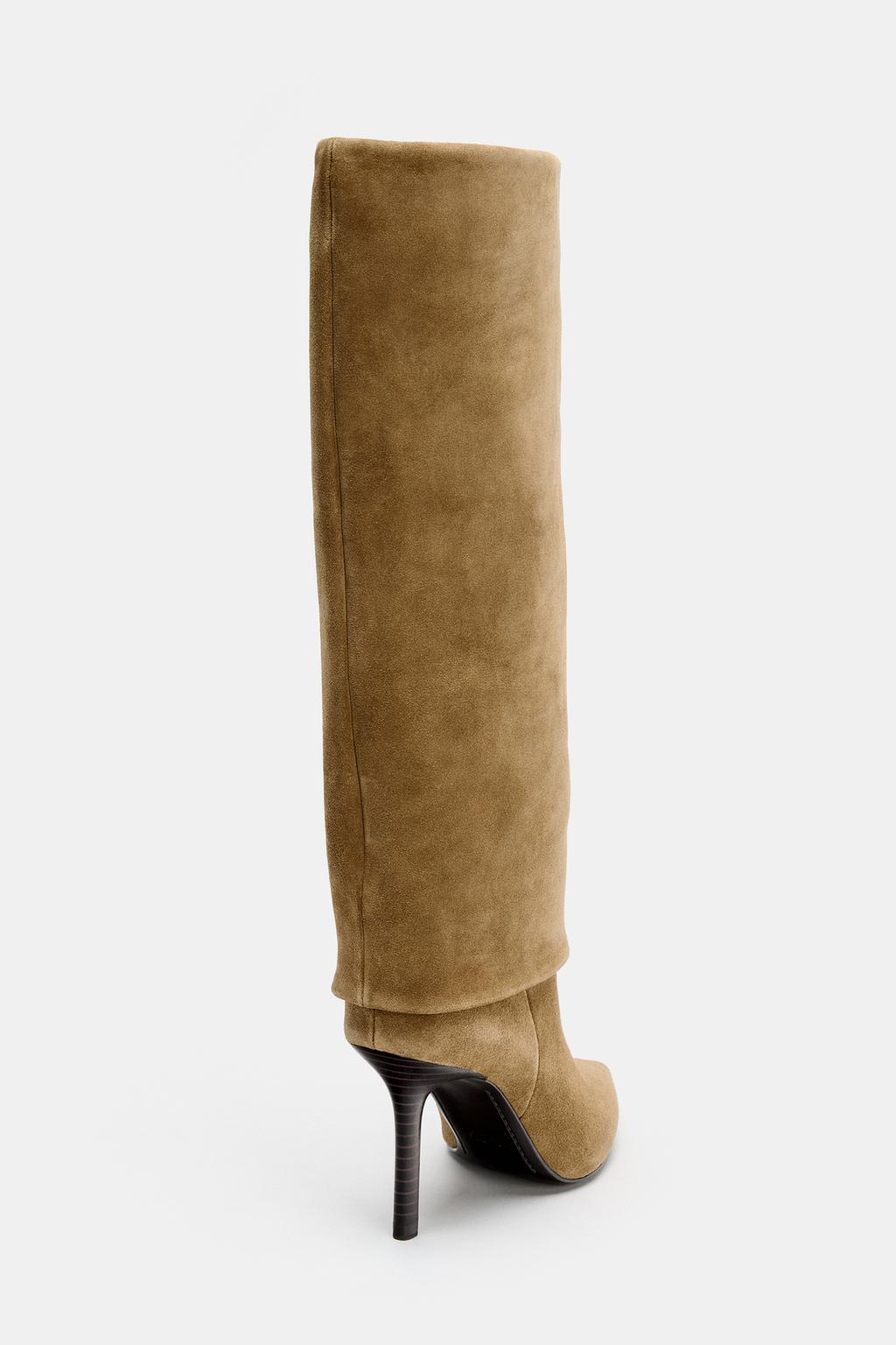 SPLIT SUEDE HEELED BOOTS