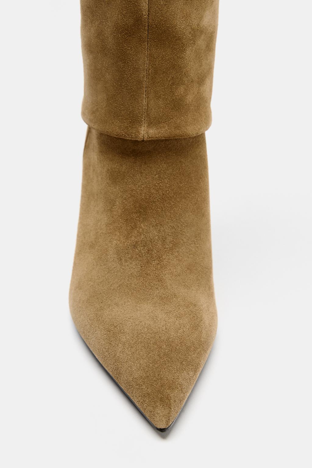SPLIT SUEDE HEELED BOOTS