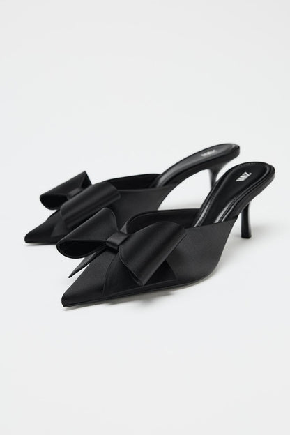 BOW HIGH-HEEL MULES