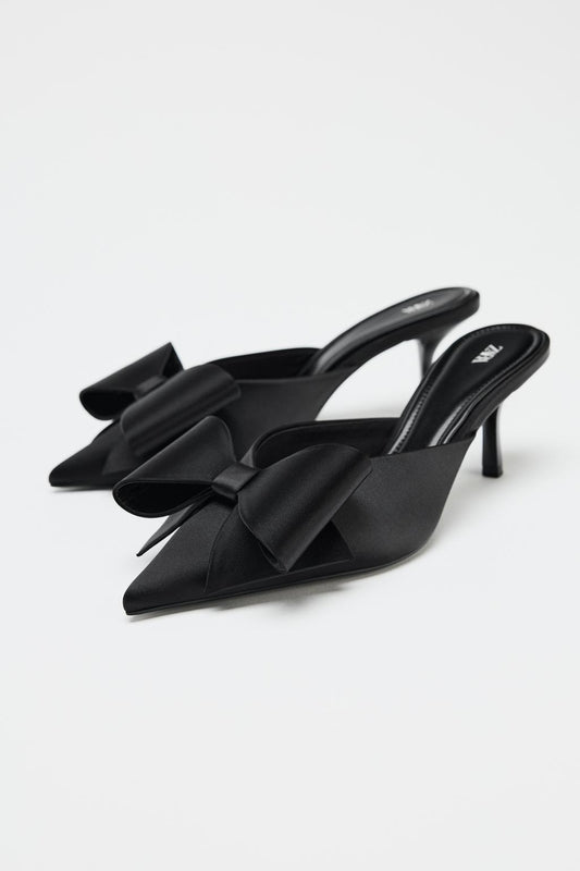 BOW HIGH-HEEL MULES