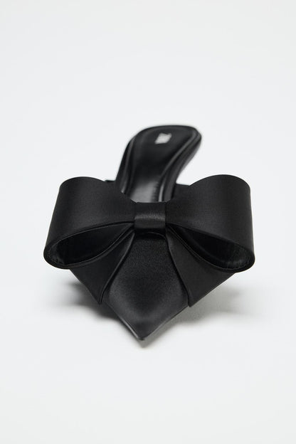BOW HIGH-HEEL MULES