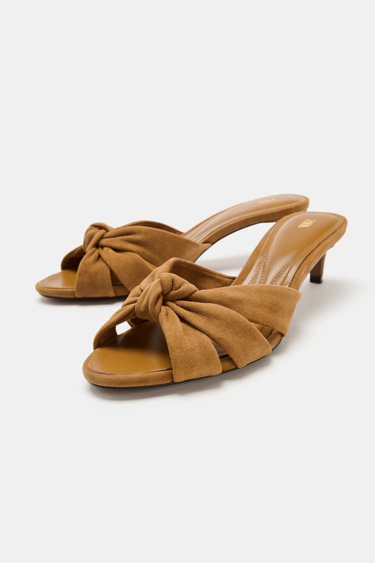 LEATHER MULE SANDALS WITH KNOT
