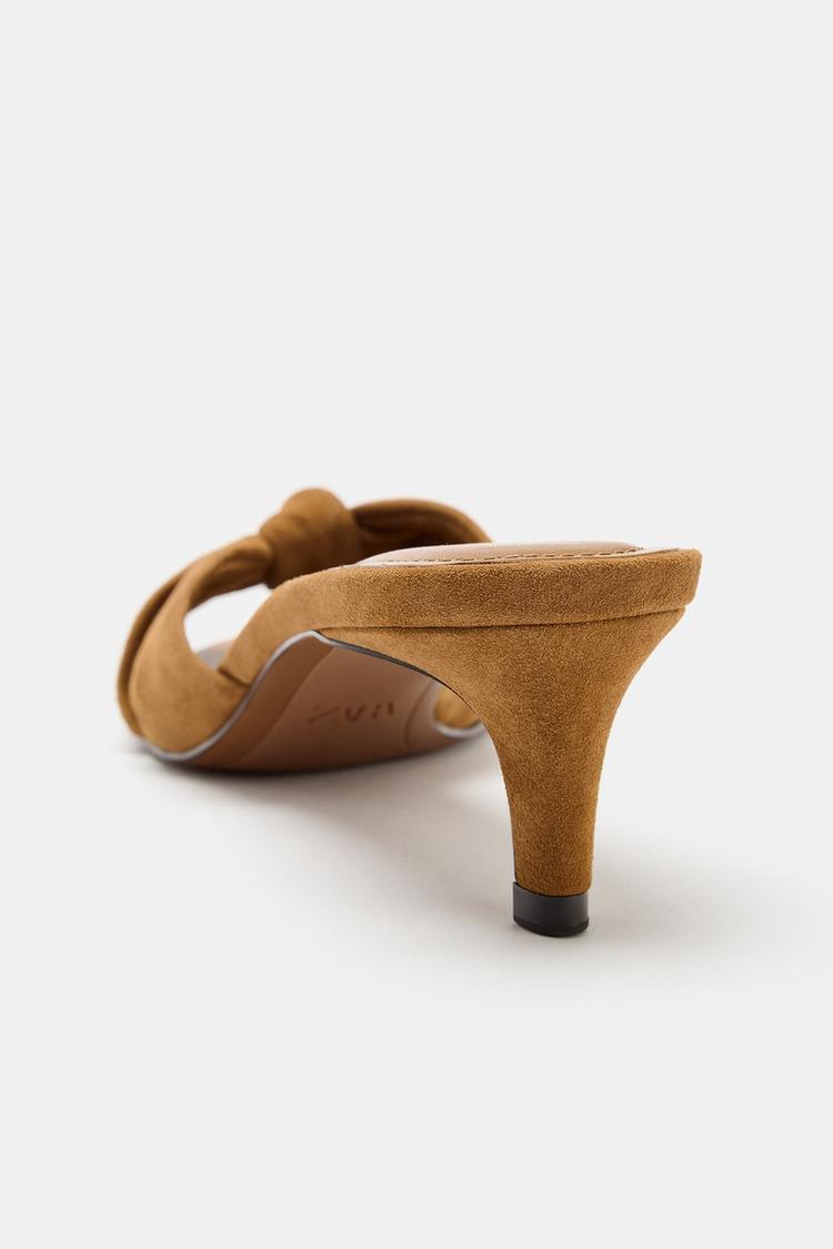 LEATHER MULE SANDALS WITH KNOT