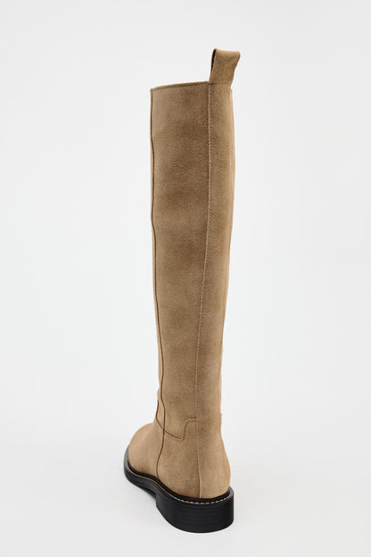 FLAT SPLIT SUEDE BOOTS WITH LINING
