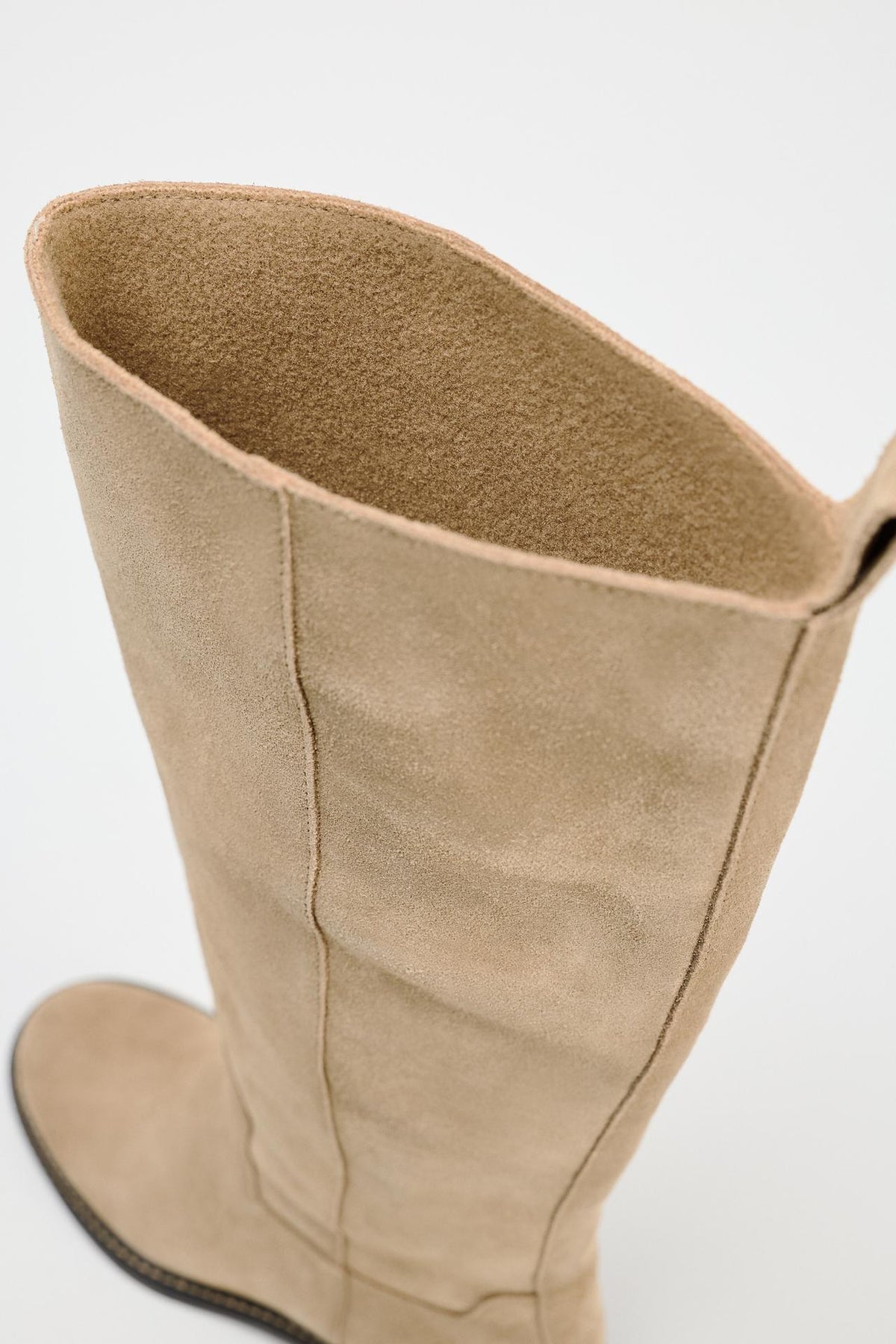FLAT SPLIT SUEDE BOOTS WITH LINING