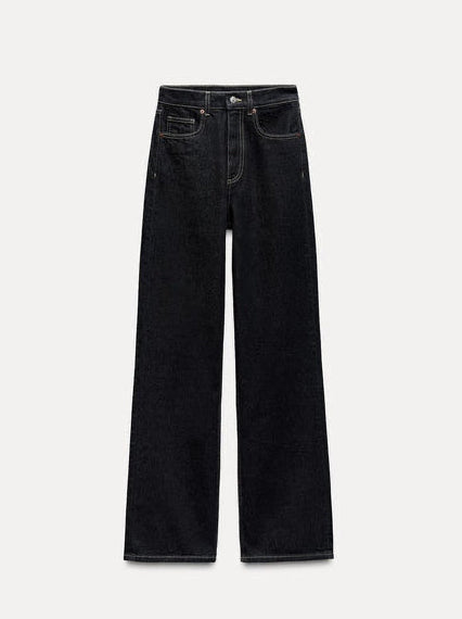 HIGH-WAIST WIDE-LEG FULL-LENGTH JEANS