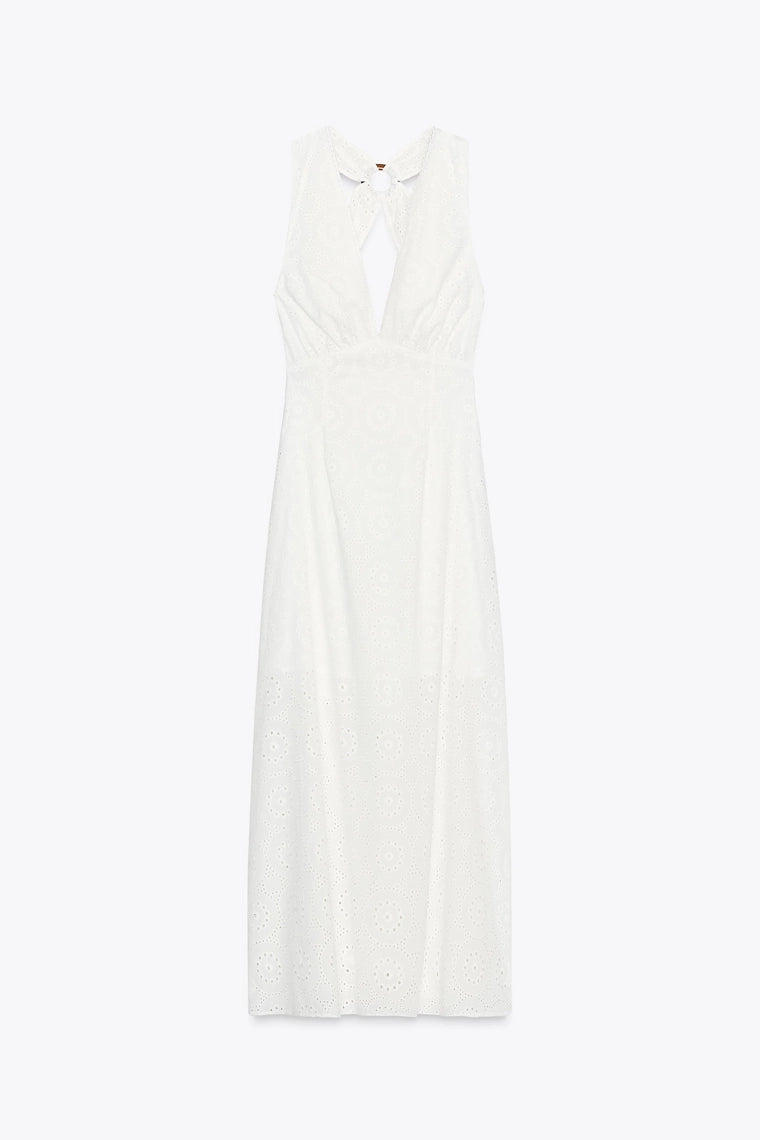 EMBROIDERED MIDI DRESS