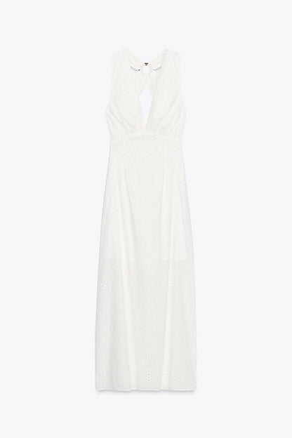EMBROIDERED MIDI DRESS