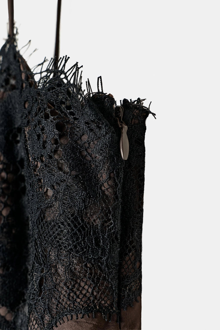 ASYMMETRICAL SATIN DRESS WITH LACE FROM THE COLLECTION