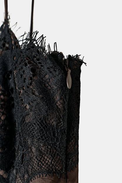 ASYMMETRICAL SATIN DRESS WITH LACE FROM THE COLLECTION