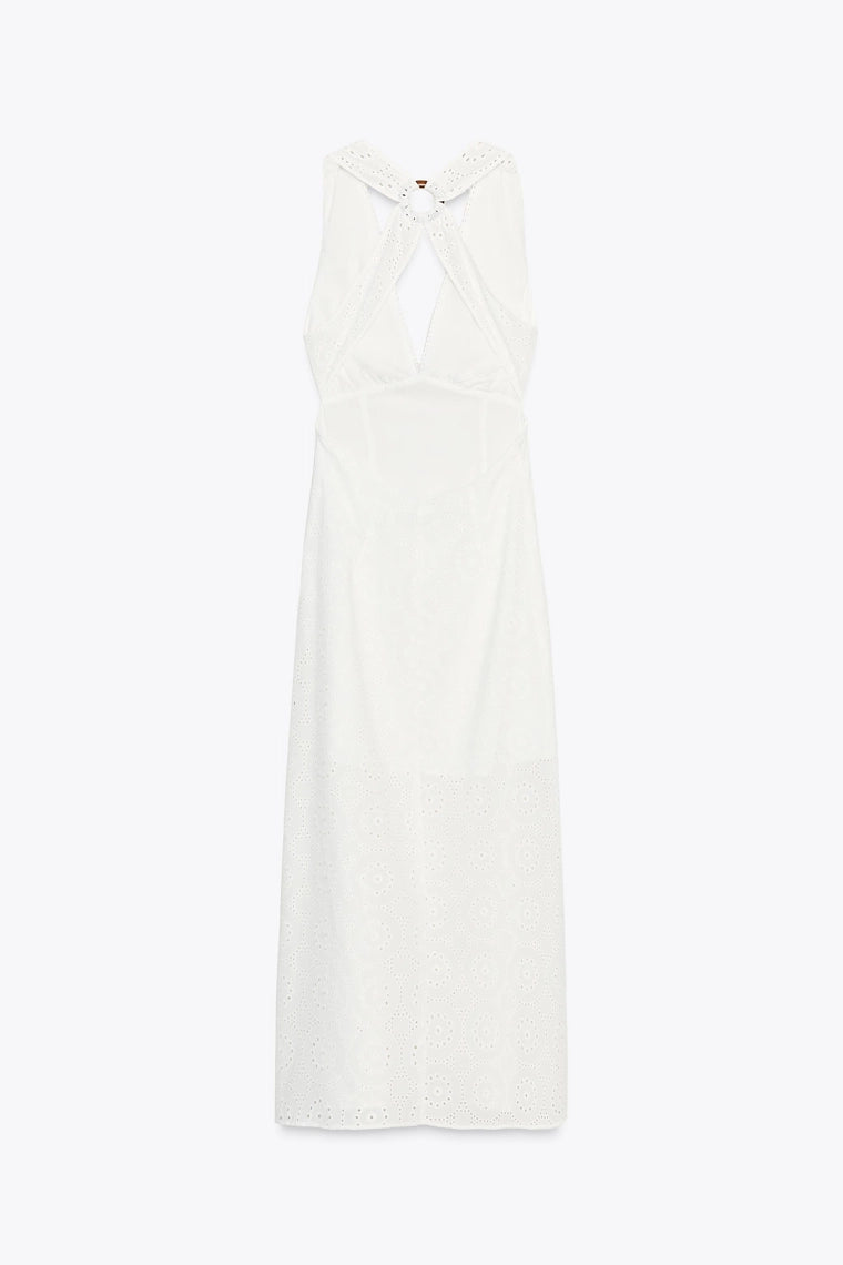 EMBROIDERED MIDI DRESS
