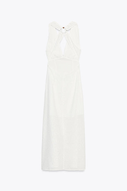 EMBROIDERED MIDI DRESS