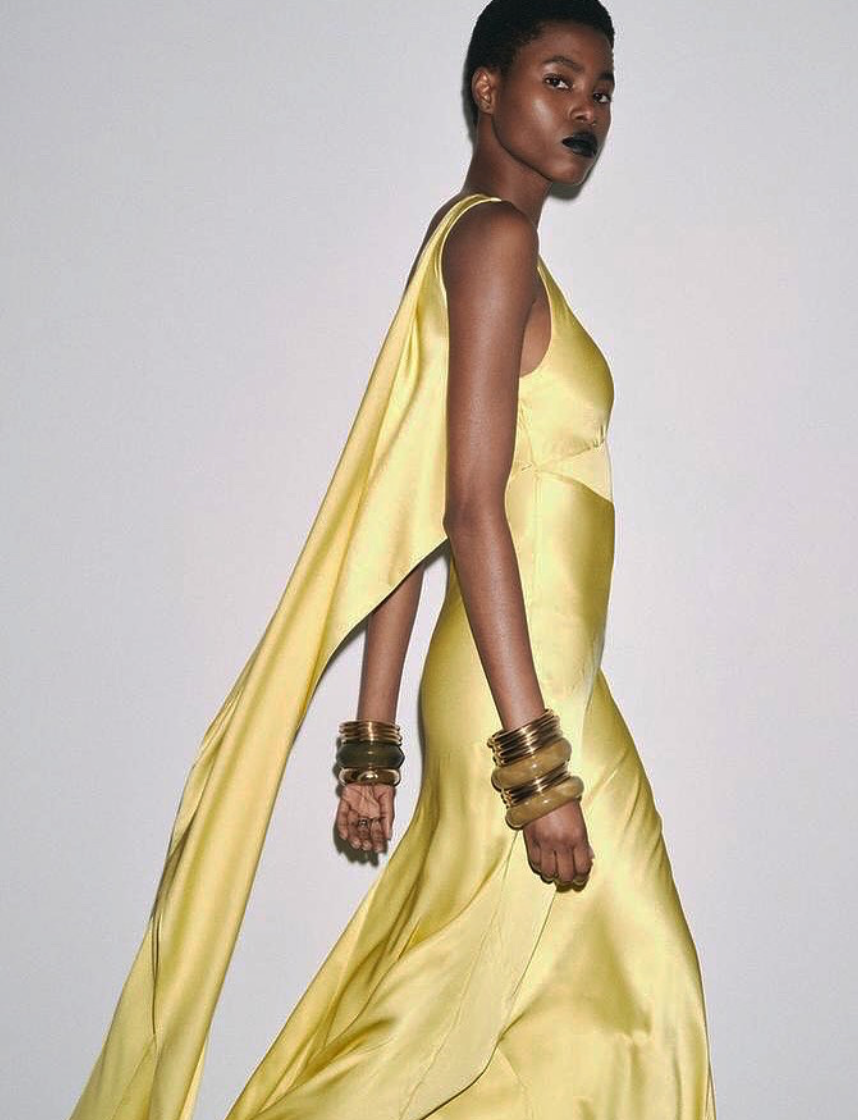 SATIN DRESS WITH SCARF BACK DETAIL