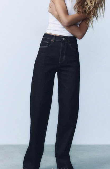 HIGH-WAIST WIDE-LEG FULL-LENGTH JEANS