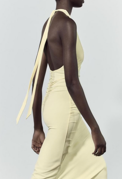 POLYAMIDE HALTER LONG DRESS