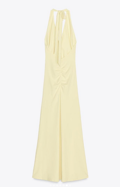 POLYAMIDE HALTER LONG DRESS