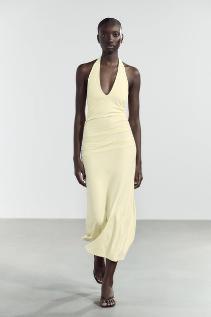 POLYAMIDE HALTER LONG DRESS