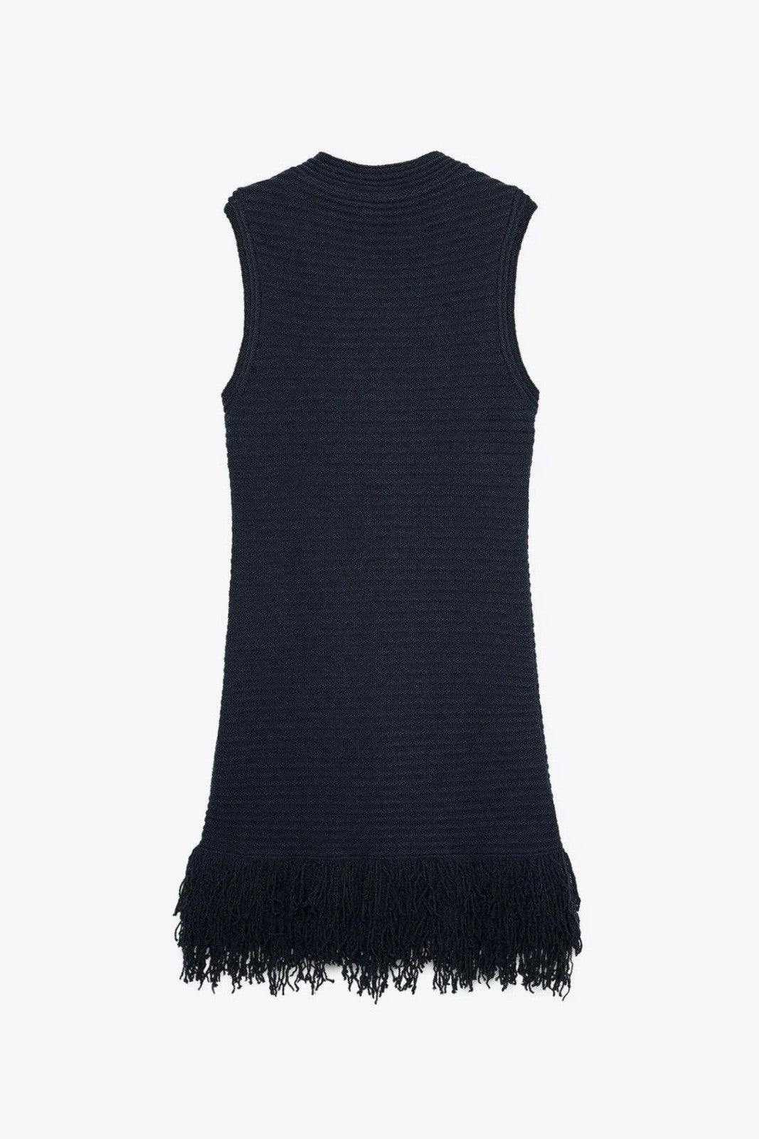 RIB KNIT FRINGED DRESS